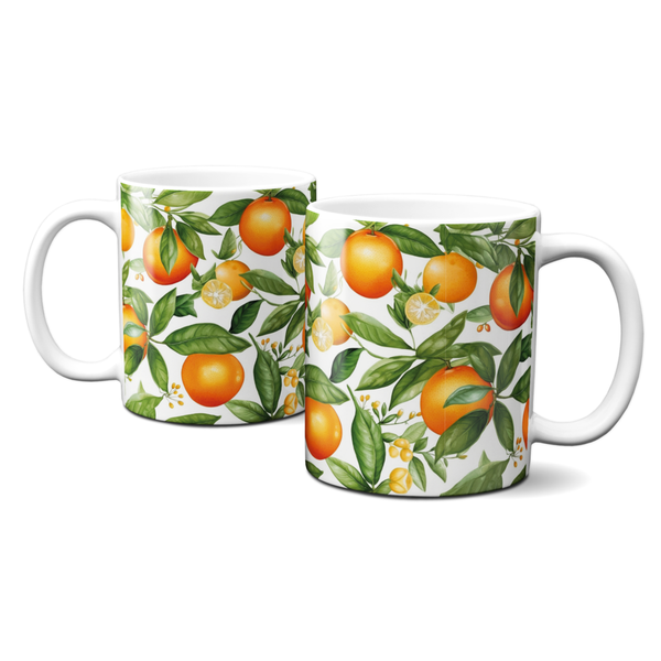 Graffdesign  Tasse - Kaffeebecher - Lieblingstasse - mit Orangen - Orangenblätter - G-LT-254